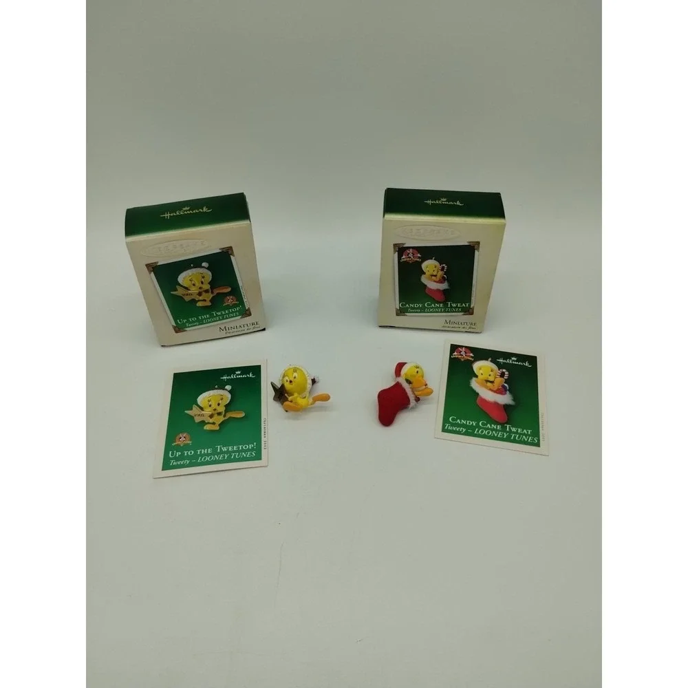 Hallmark Tweety Keepsake Miniature Ornaments Candy Cane Tweat  Up To The Tweetop